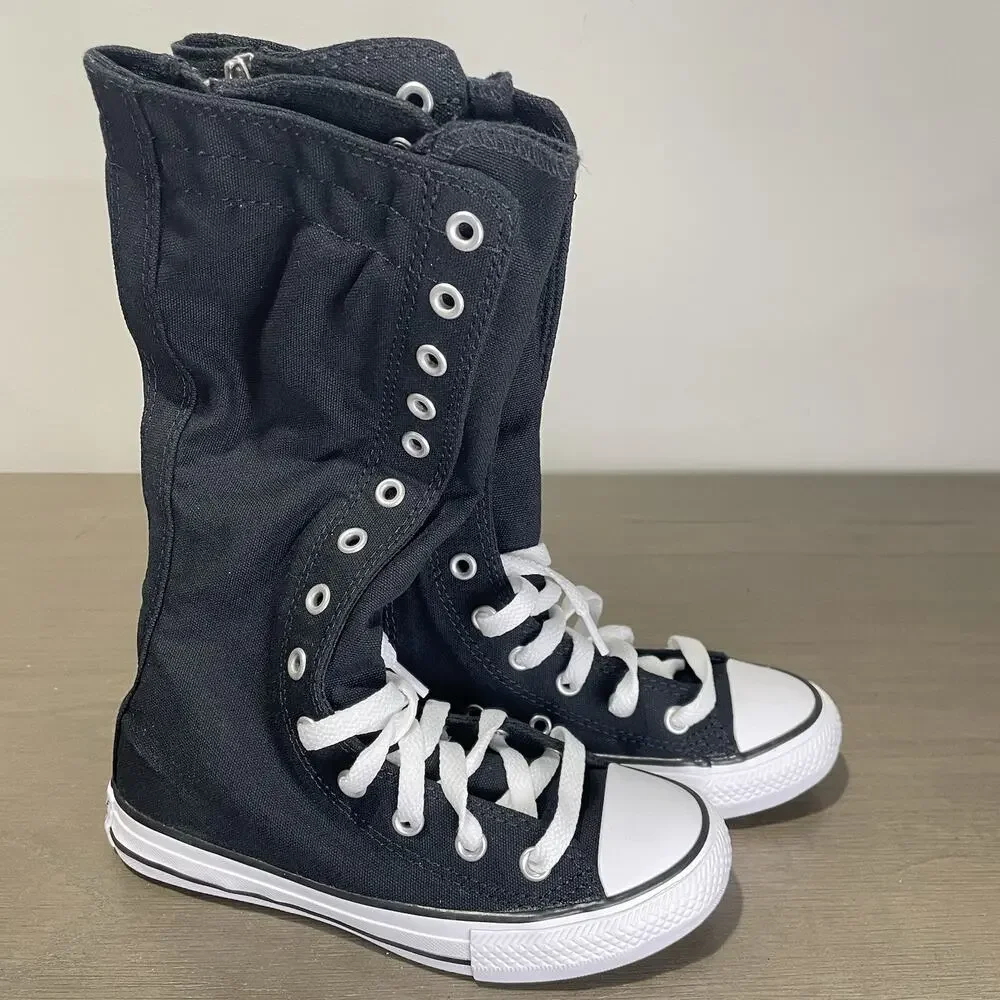 Converse Kids Size 13 Shoes NEW Knee High Chuck Taylor All Star XHi Black Zip Up
